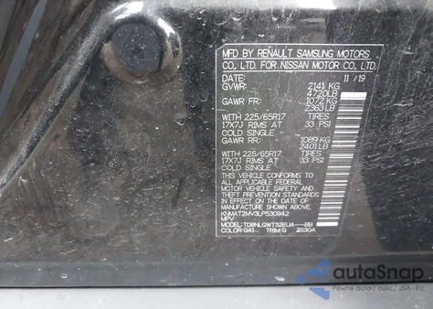 2020 Nissan Rogue Sv Intelligent Awd z USA, uszkodzony, nr VIN KNMAT2MV3LP530942